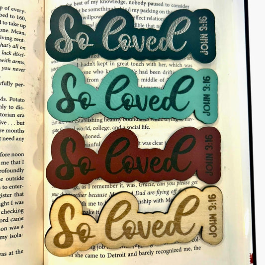 So Loved John 3:16 Christian Bookmark - Leather or Wooden