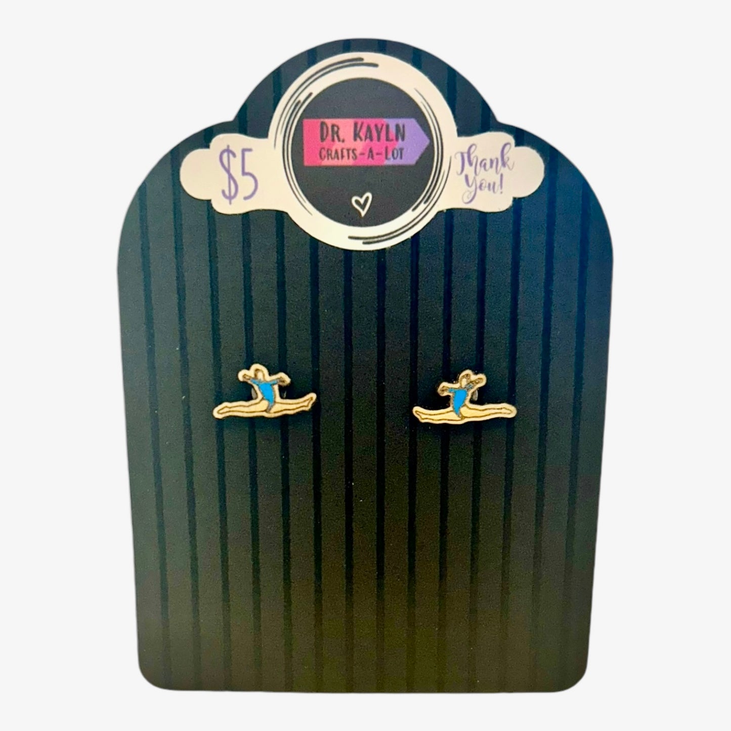 Gymnast Handpainted Wooden Stud Earrings