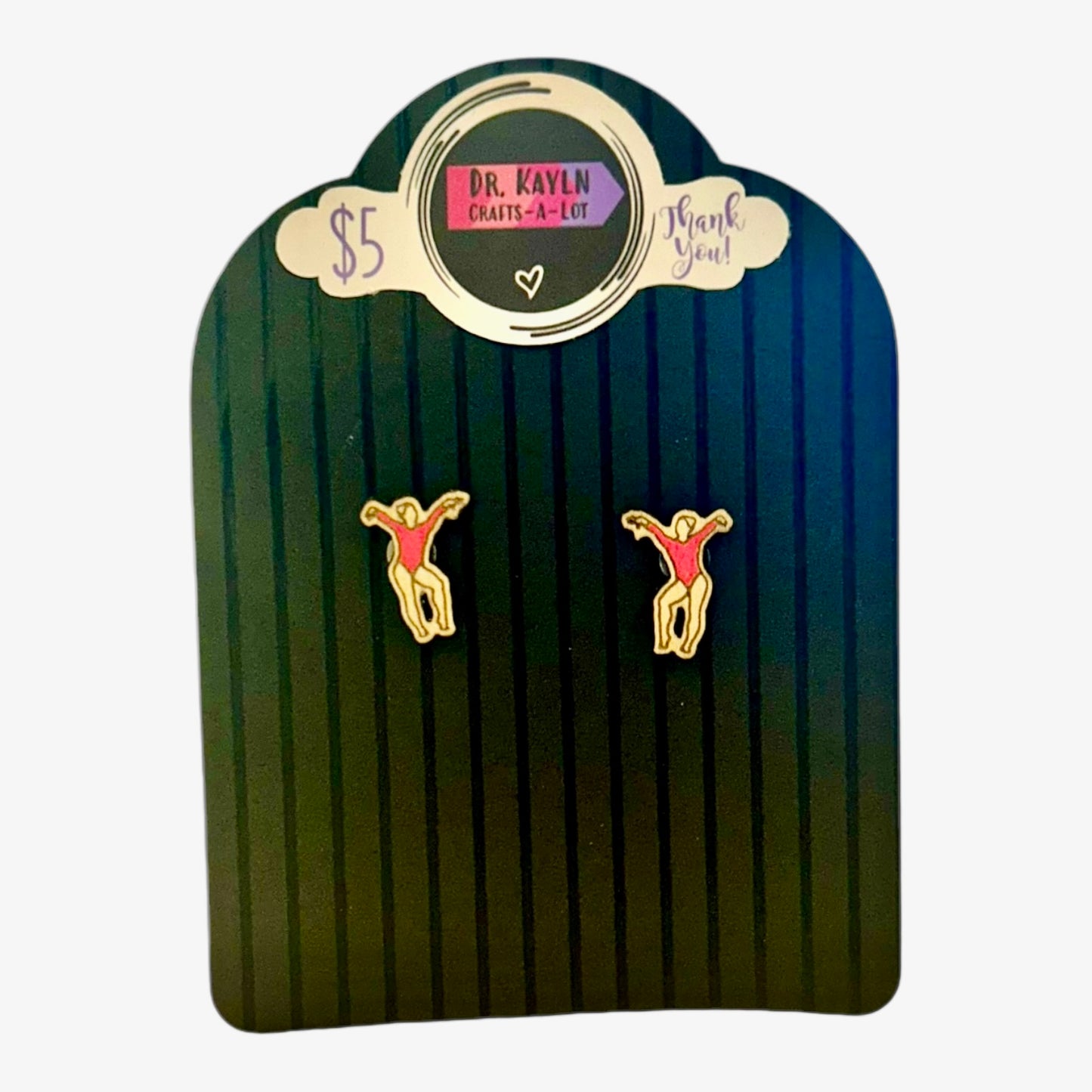 Gymnast Handpainted Wooden Stud Earrings