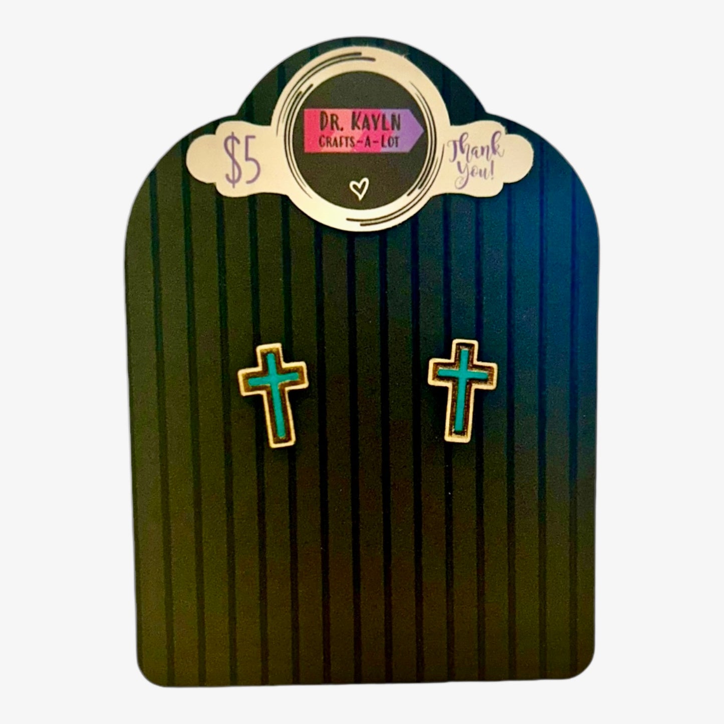 Christian Cross - Wooden Stud Earrings