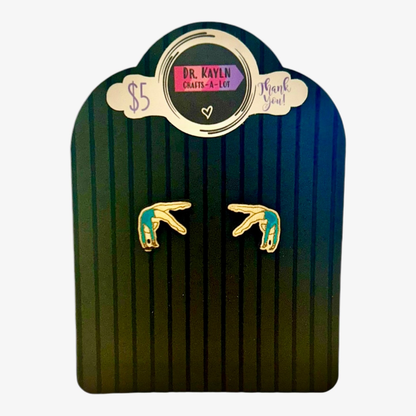 Gymnast Handpainted Wooden Stud Earrings