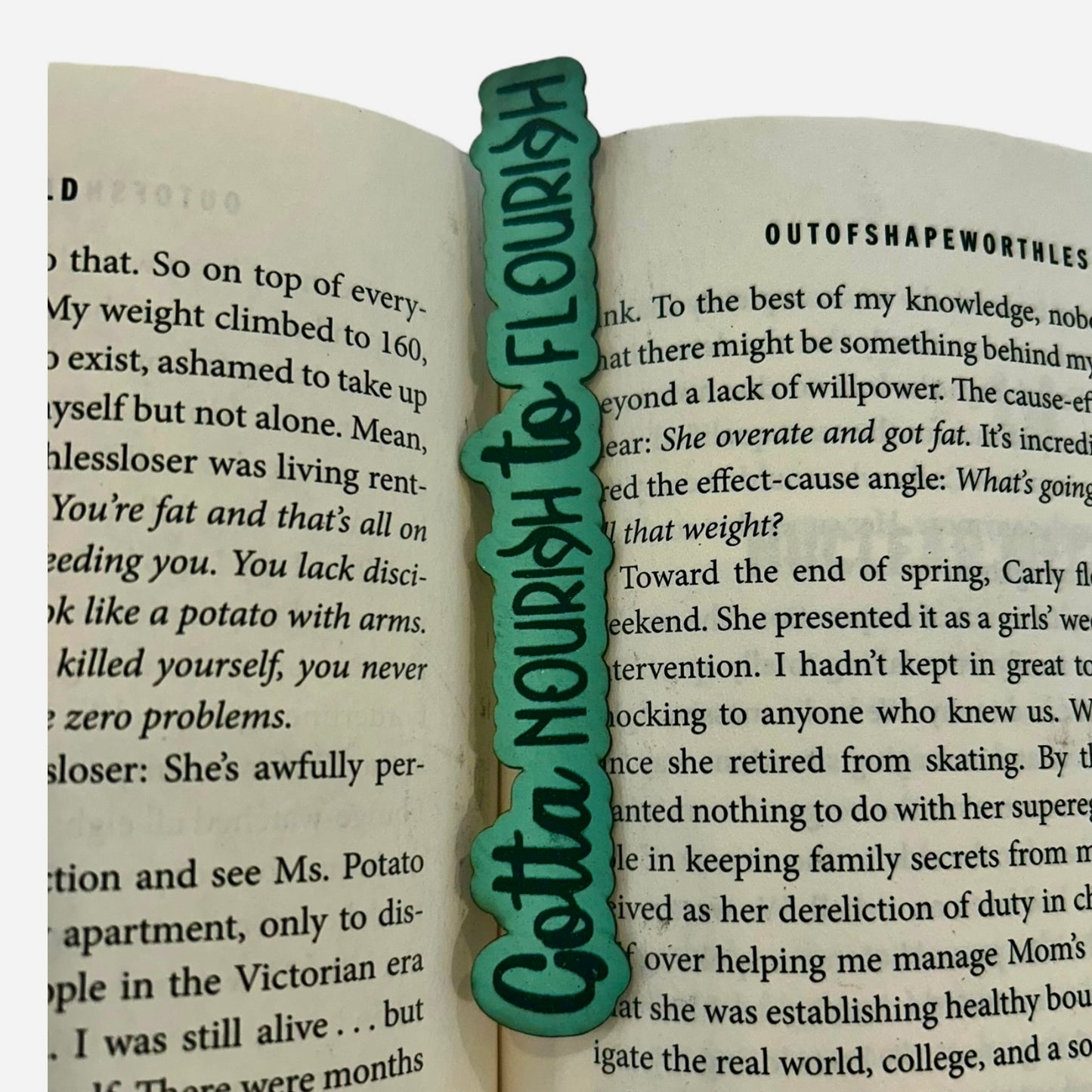 Gotta Nourish to Flourish Eating Disorder Recovery Bookmark - Leather or Wooden