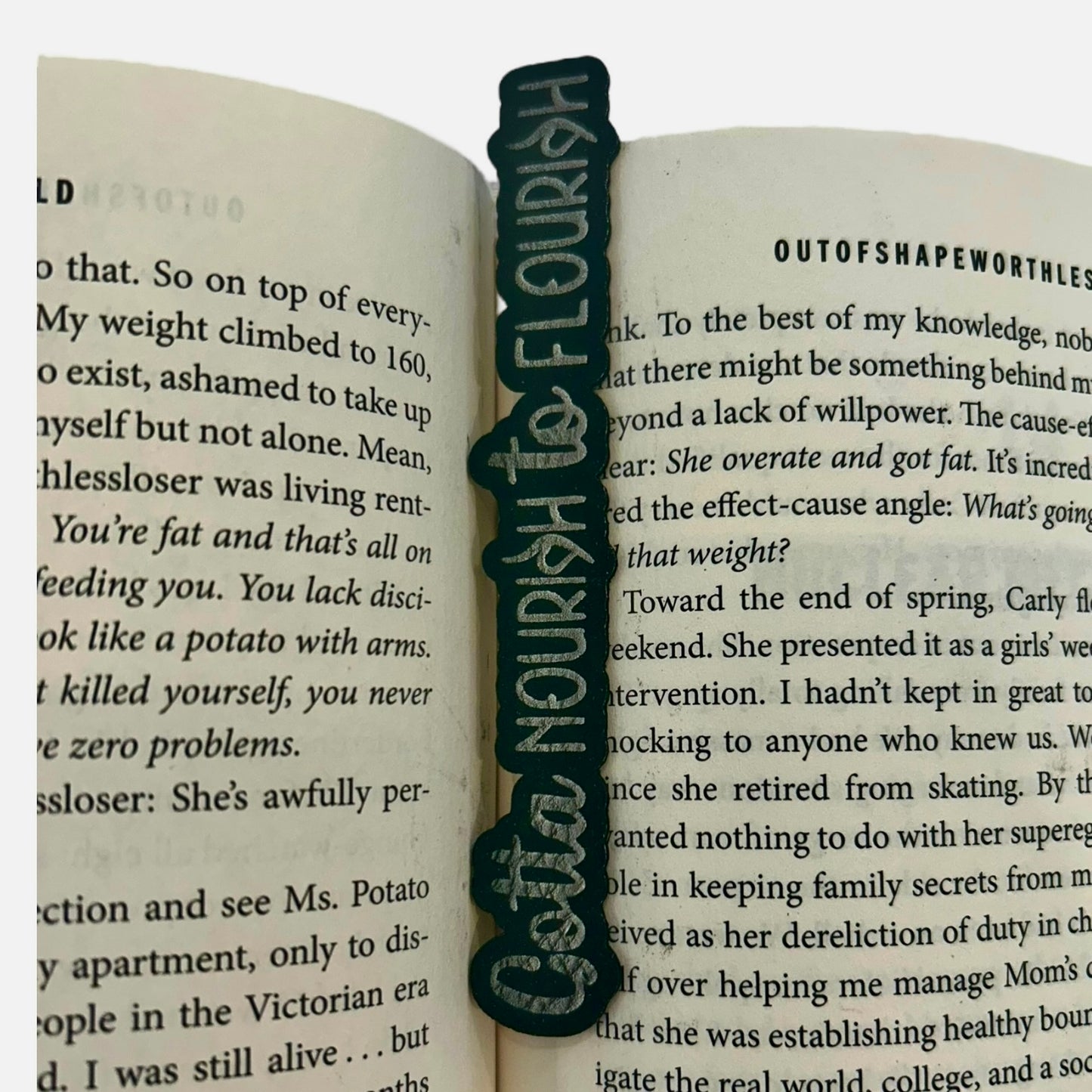 Gotta Nourish to Flourish Eating Disorder Recovery Bookmark - Leather or Wooden