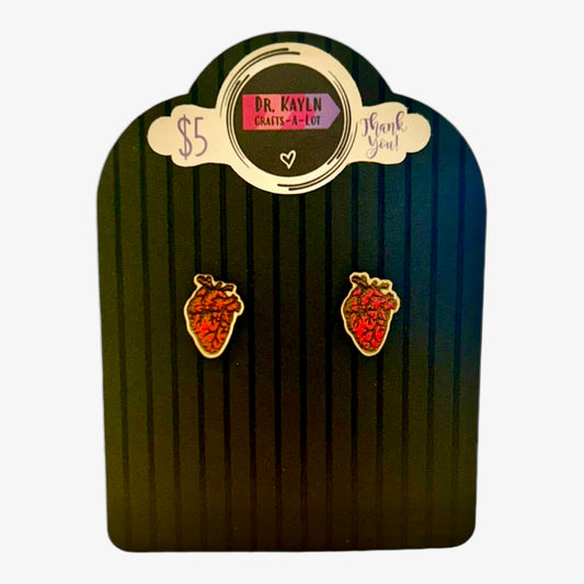 Anatomic Heart - Wooden Stud Earrings