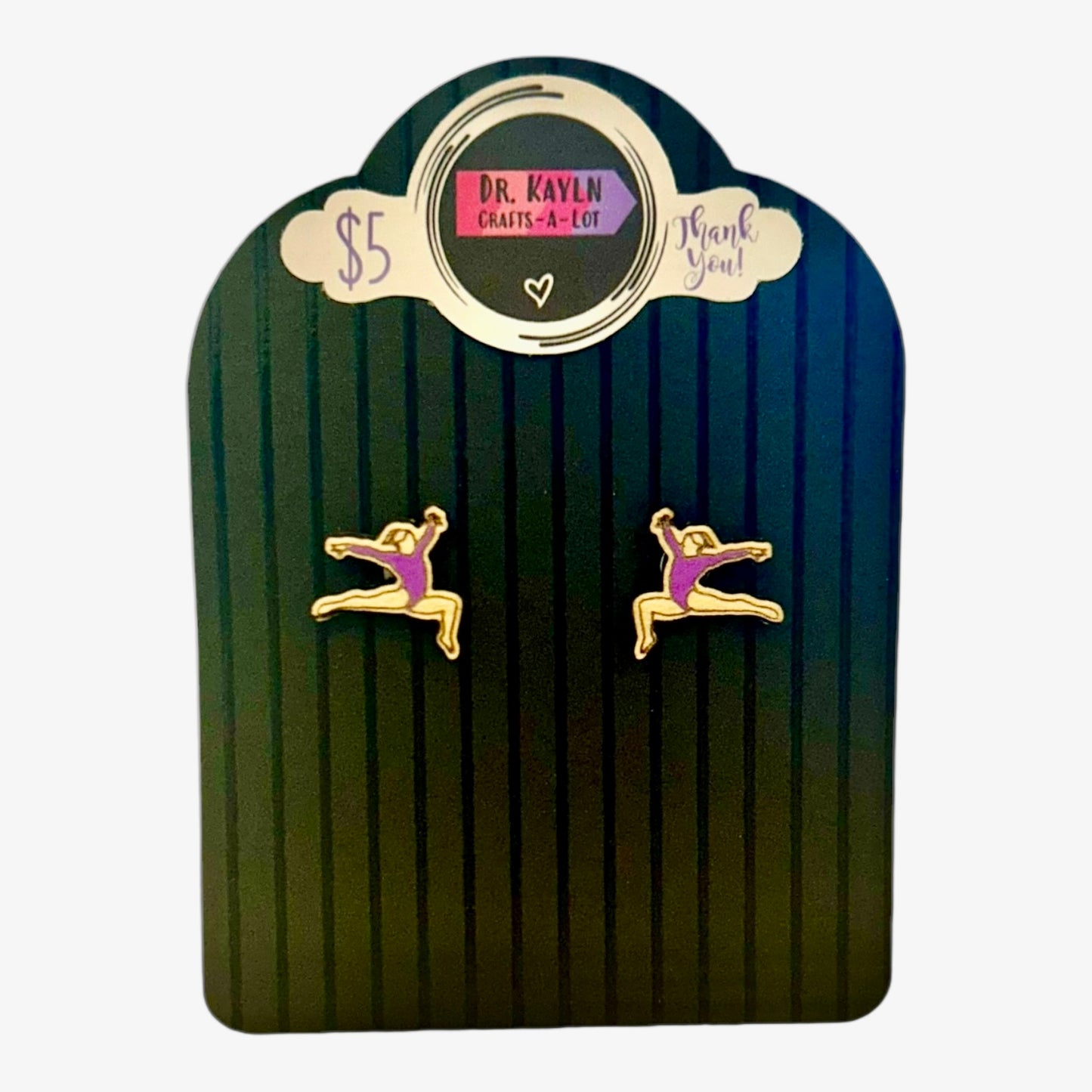 Gymnast Handpainted Wooden Stud Earrings