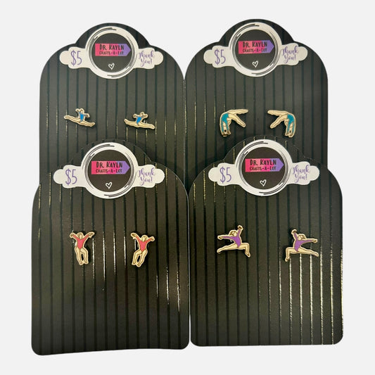 Gymnast Handpainted Wooden Stud Earrings