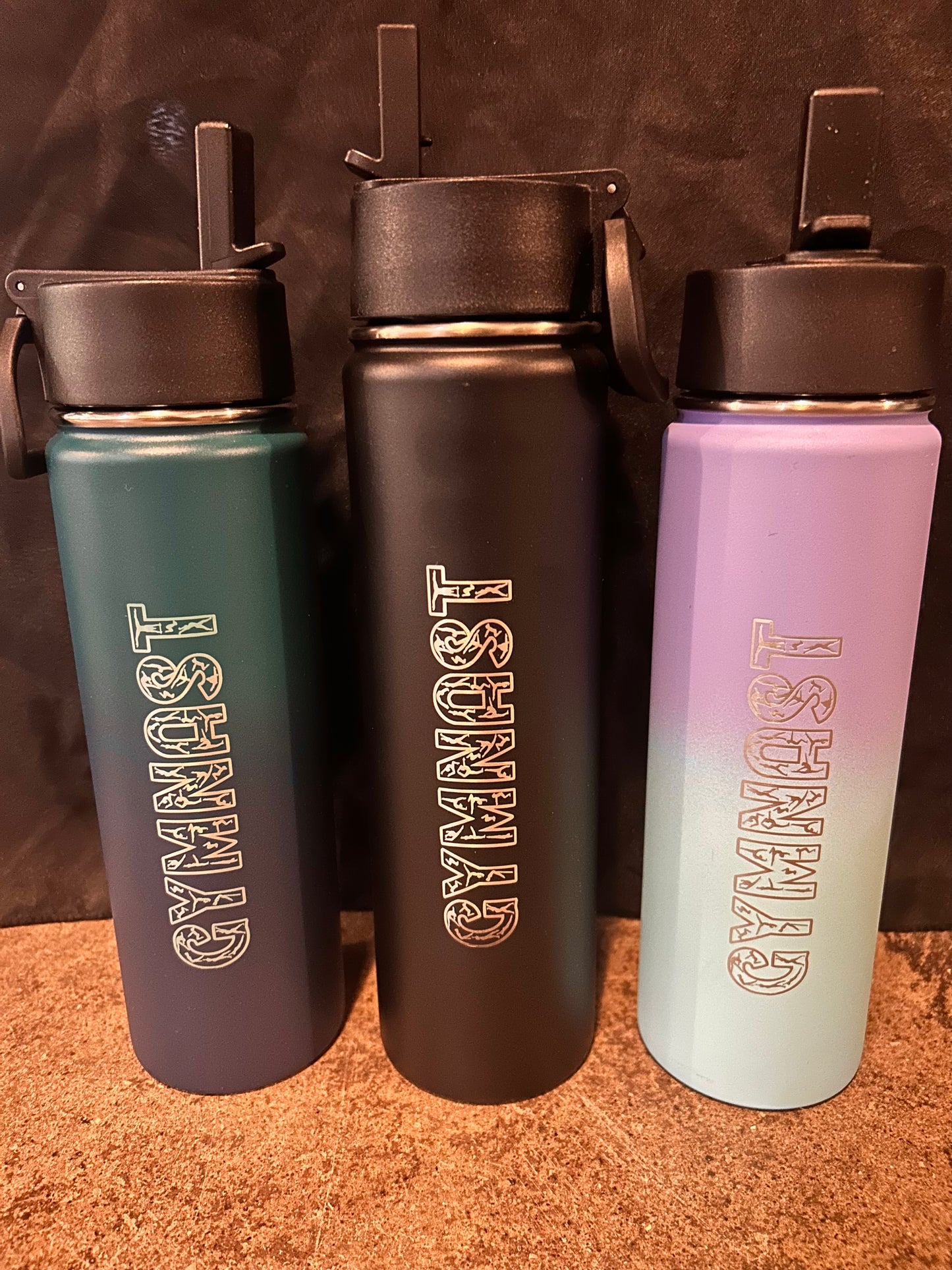 Personalized Gymnastics Water Bottle - Insulated Powder Coated with Straw
