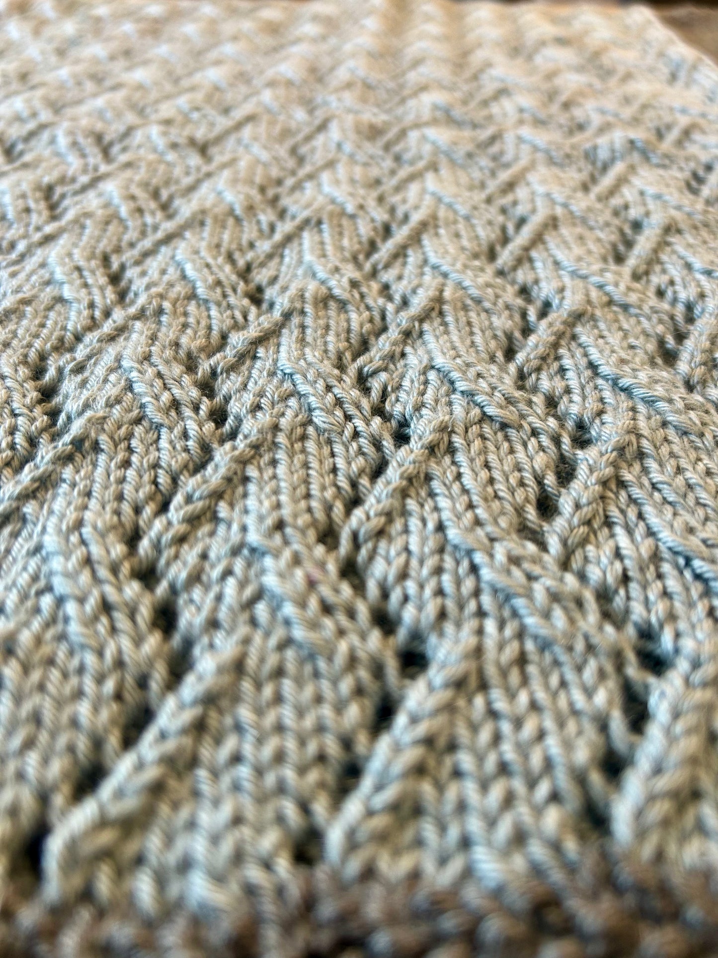 Baby Blue Chevron Lace Knit Blanket