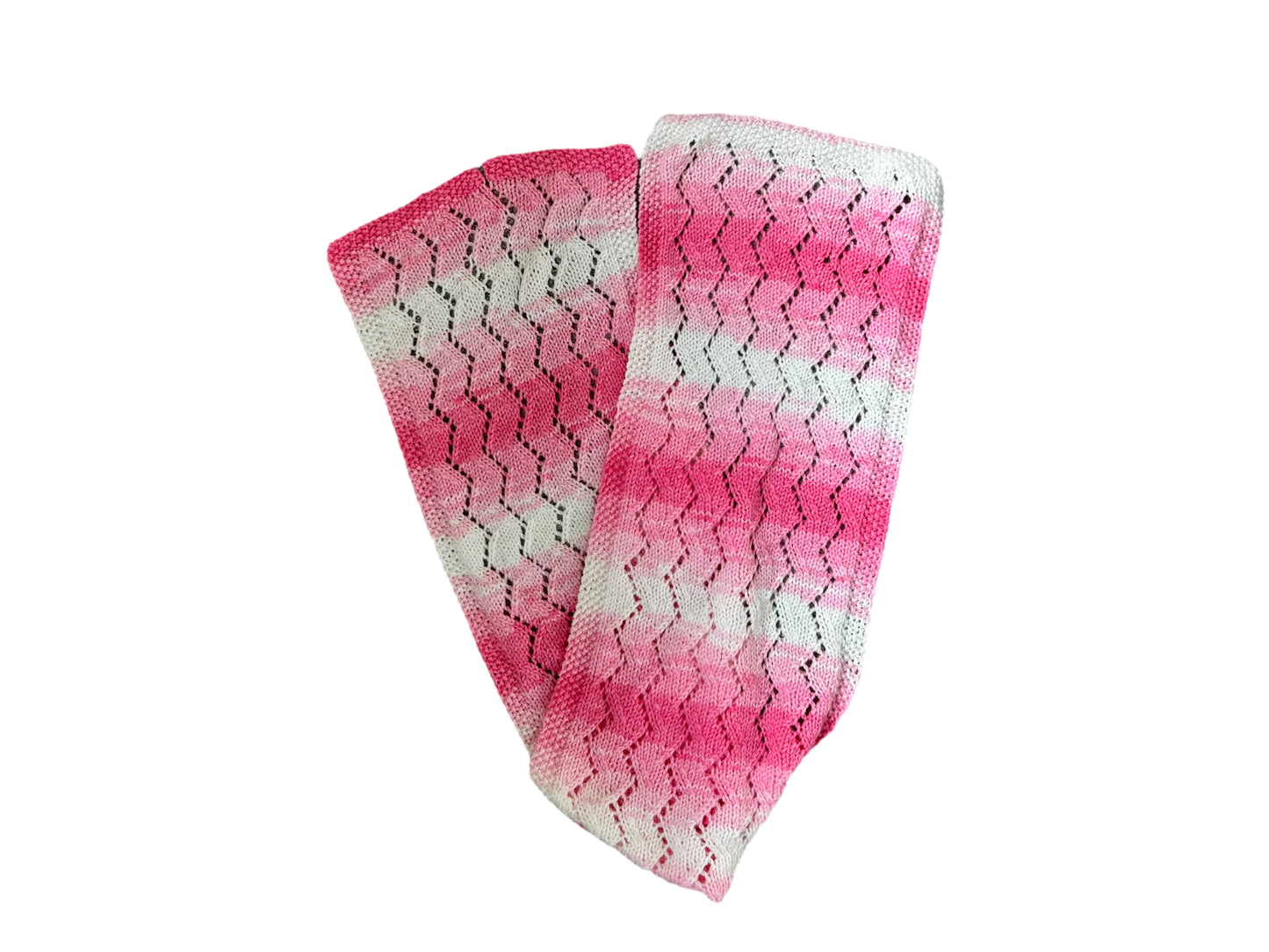 Pink Ombre Chevron Lace Hand Knit Scarf