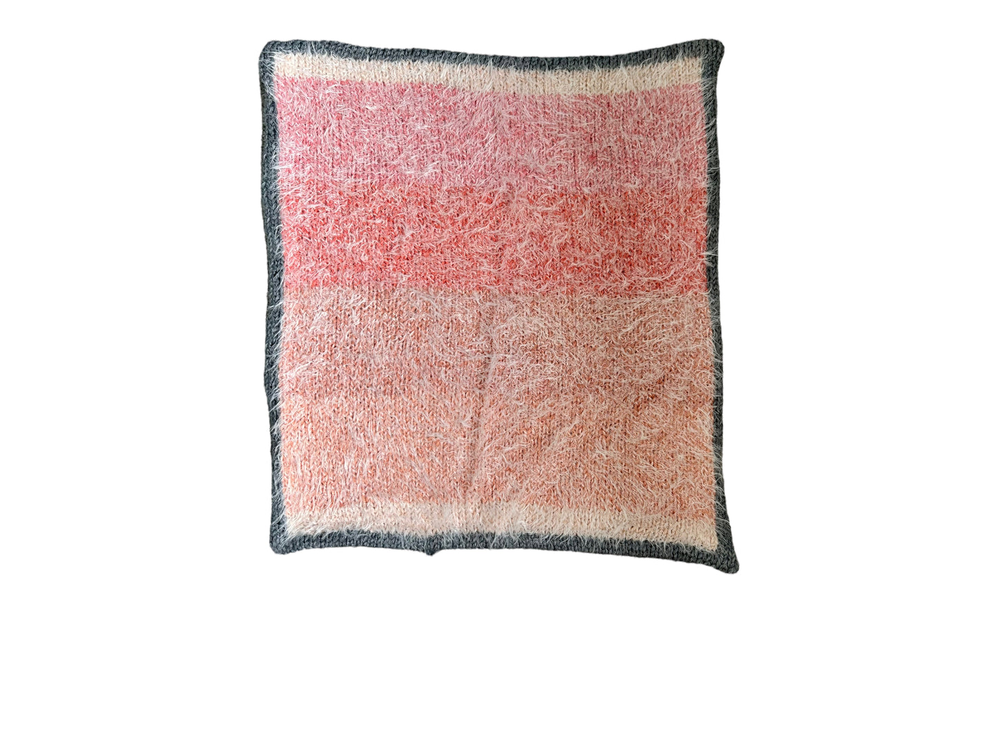 Shades of Pink with Gray Border Mini Hand Knit Baby Blanket