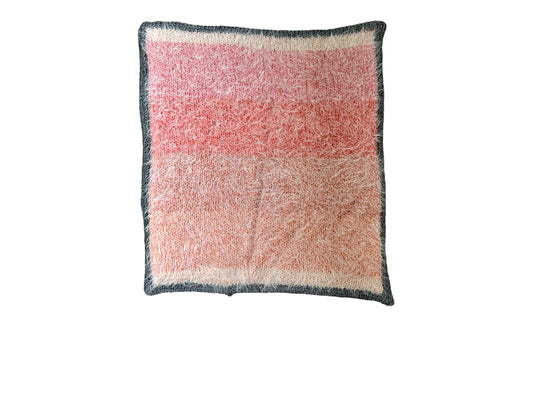 Shades of Pink with Gray Border Mini Hand Knit Baby Blanket