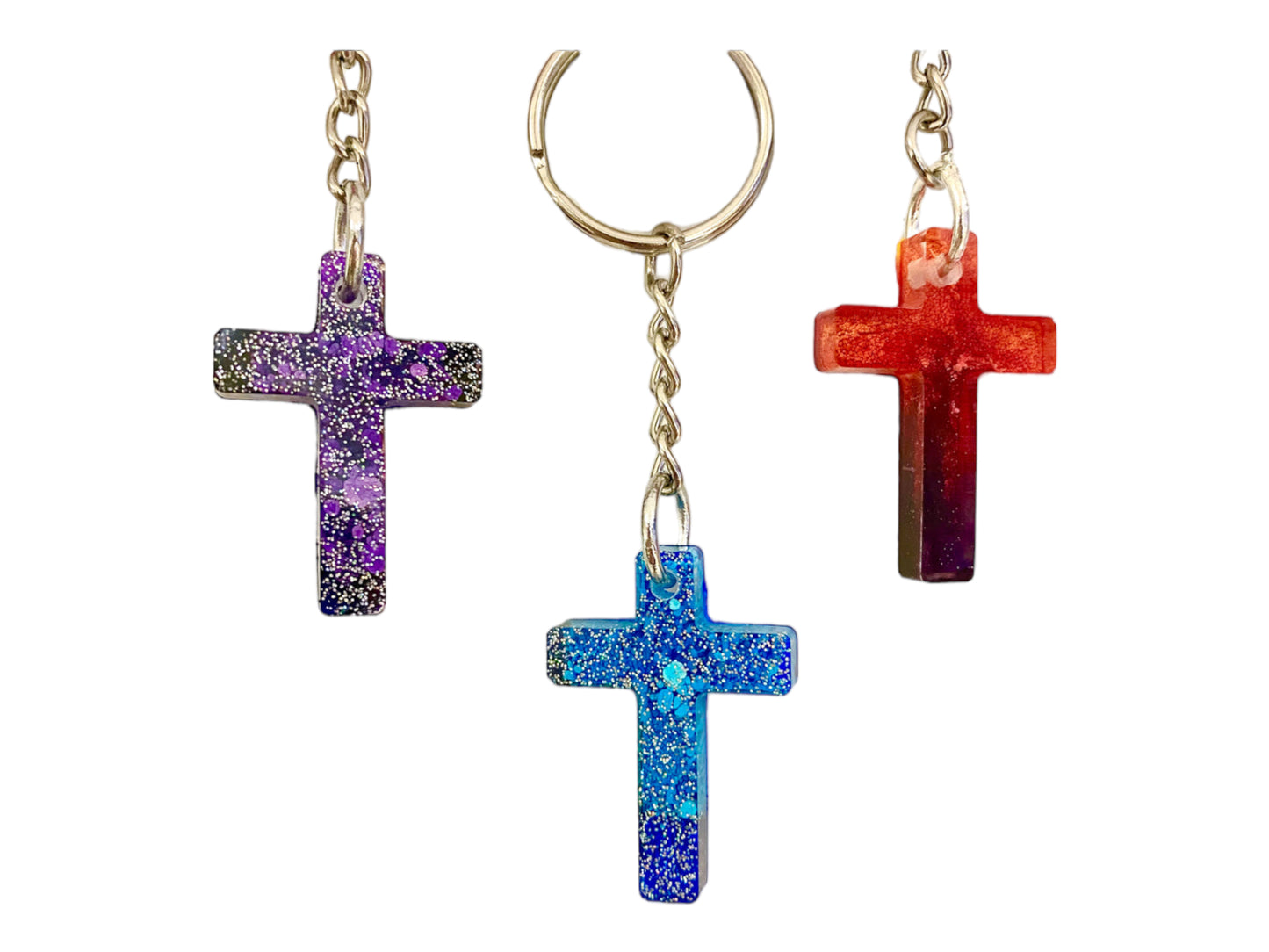 Christian Cross Resin Keychain