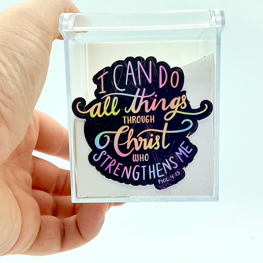 Phil 4:13 (Pastel Rainbow) Waterproof Sticker