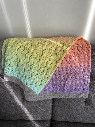 Pastel Rainbow Chevron Lace Knit Blanket