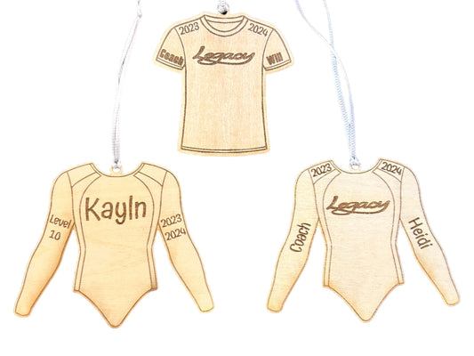 Customized Leotard or Shirt Gymnastics Ornament - With your name!