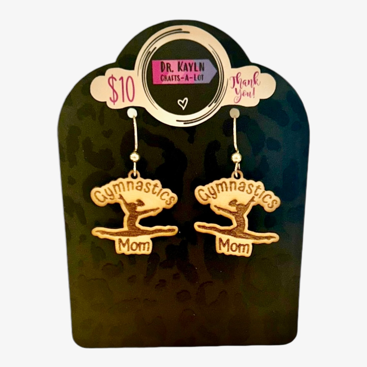 Gymnastics Mom Earrings - Wooden Dangle