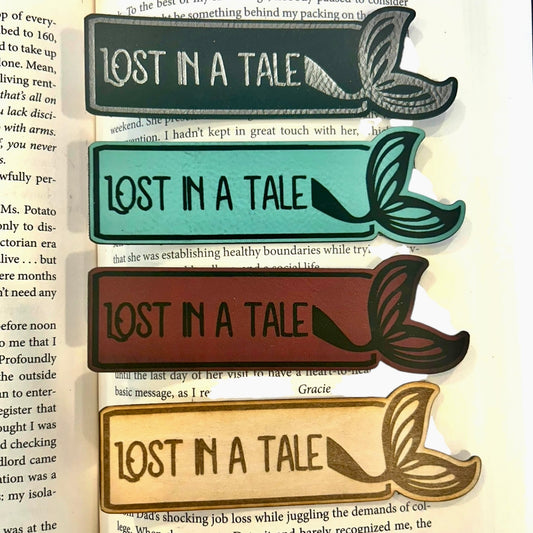 Lost in a Tale Mermaid Bookmark - Leather or Wooden