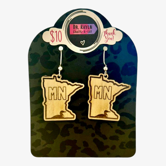 Minnesota State Loon Earrings - Wooden Dangle