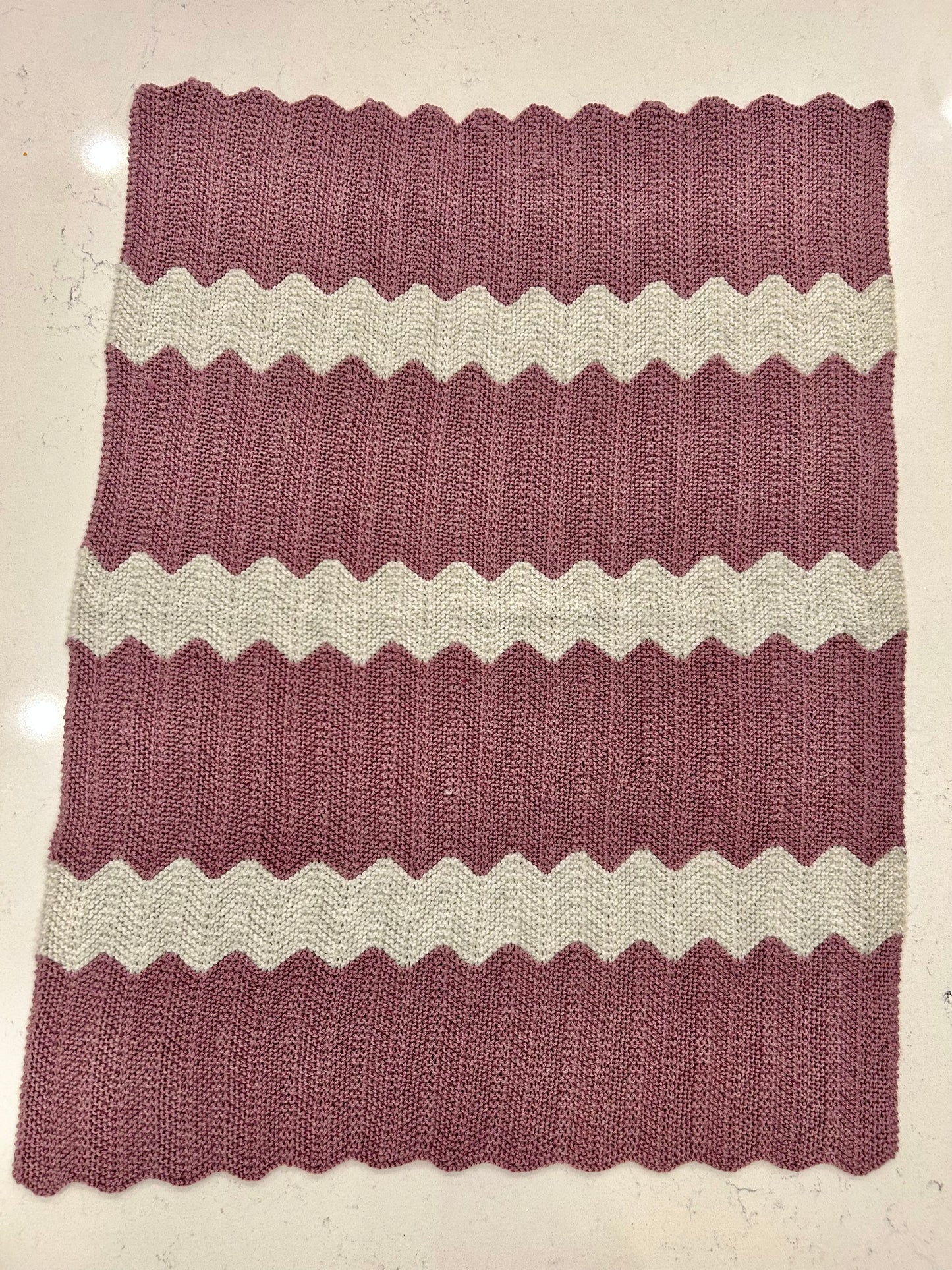 Purple and Creamy White Striped Chevron Blanket