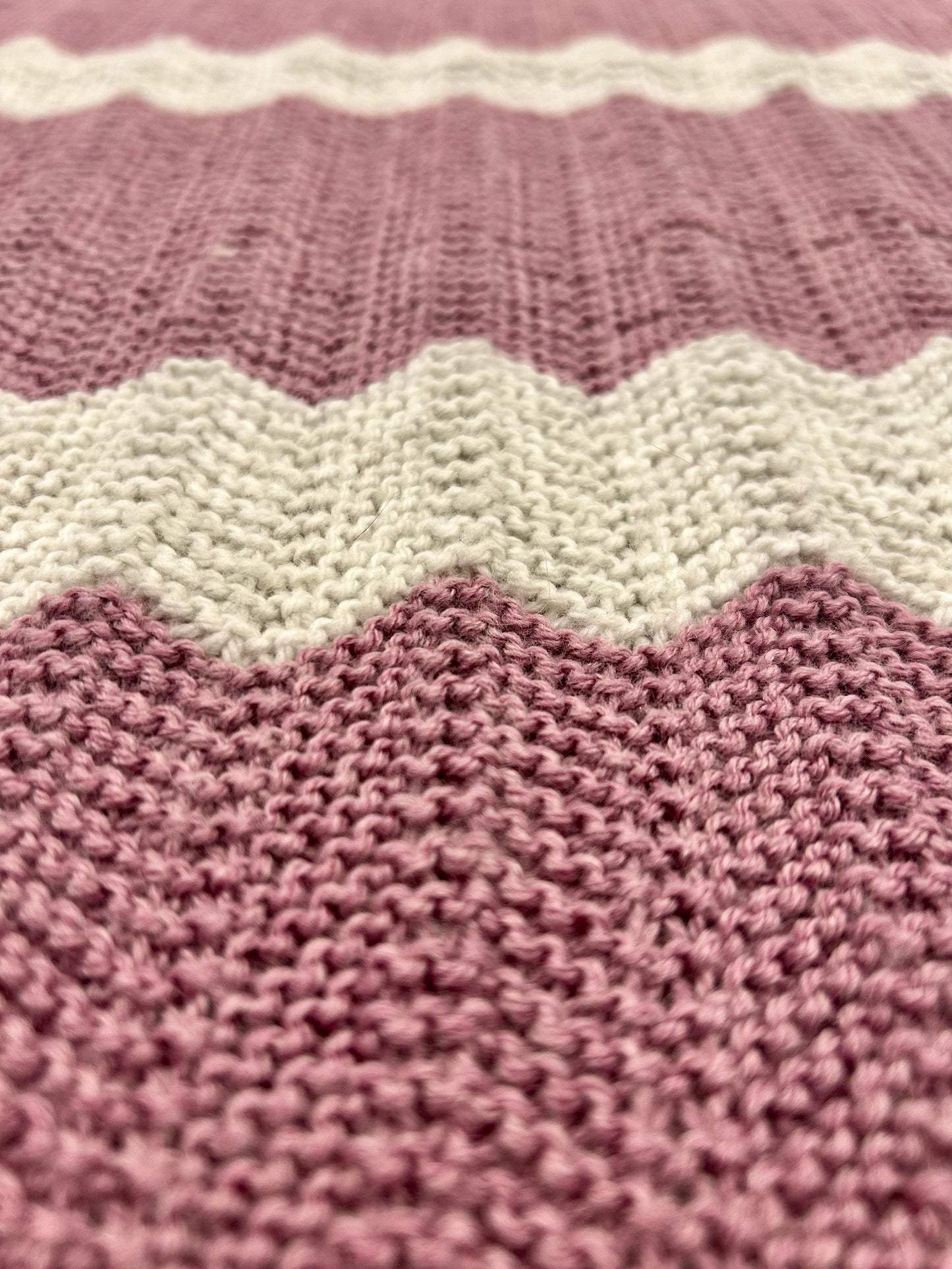 Purple and Creamy White Striped Chevron Blanket