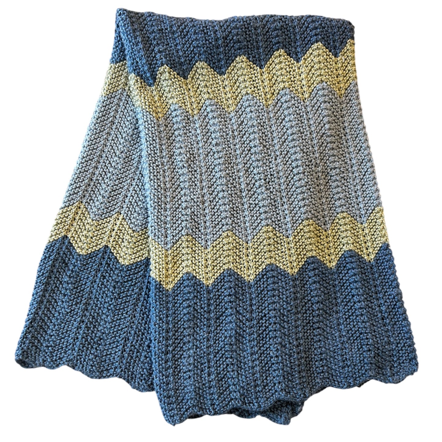 Blue, Green & Navy Chevron Knit Blanket