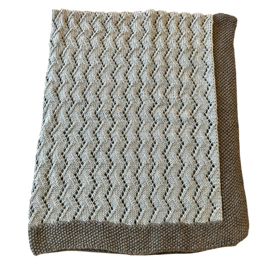 Baby Blue Chevron Lace Knit Blanket