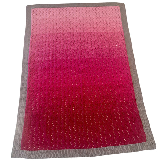 Pink Ombre Chevron Lace Knit Blanket