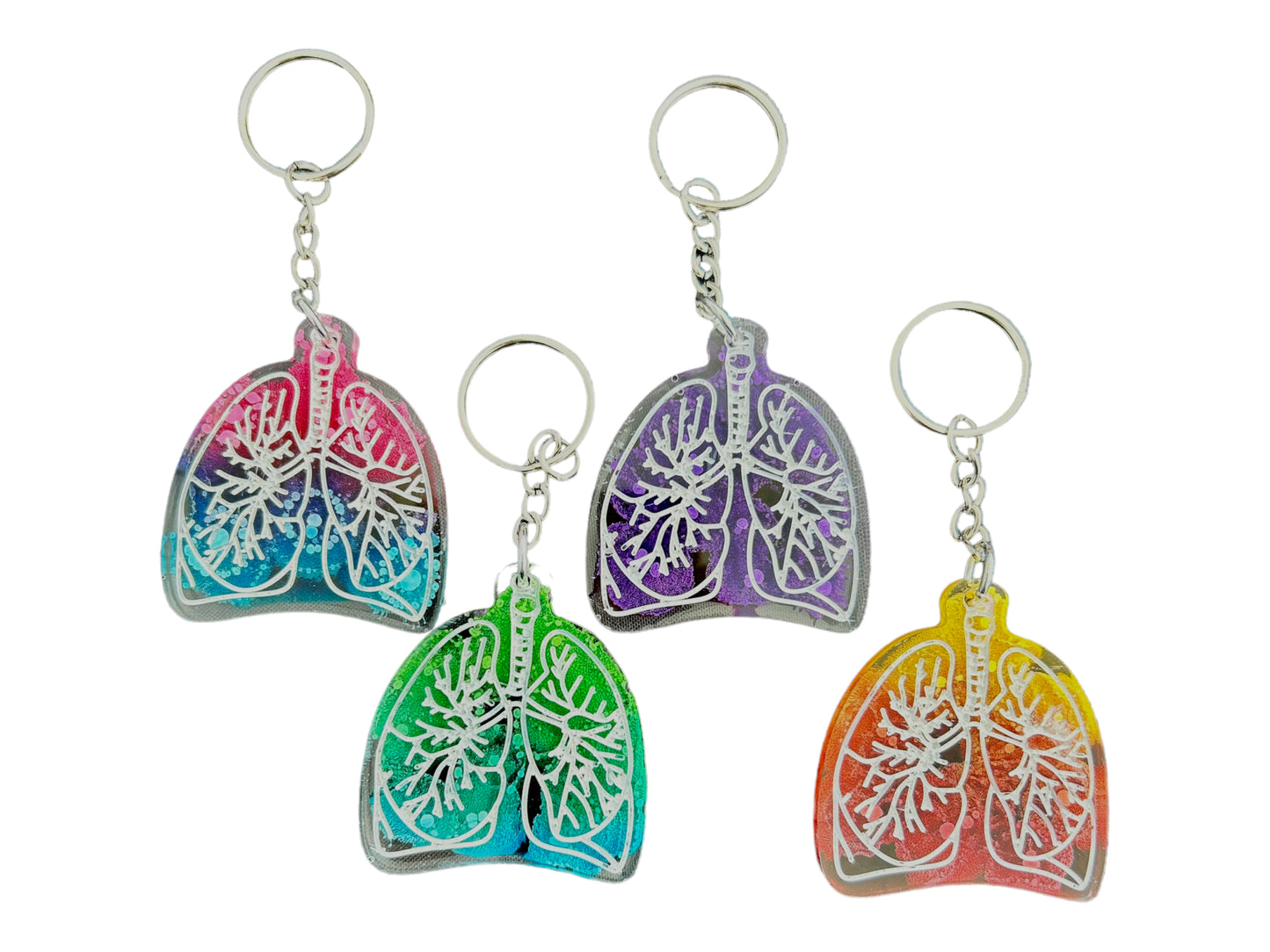 Anatomic Lungs Watercolor Resin Keychain