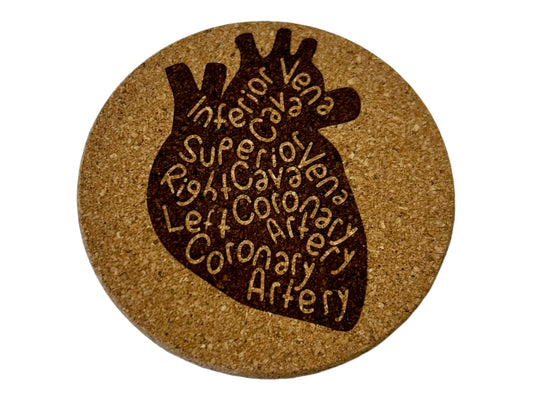 Ways to My Heart Anatomic Heart  Anatomy Healthcare Cork Coaster