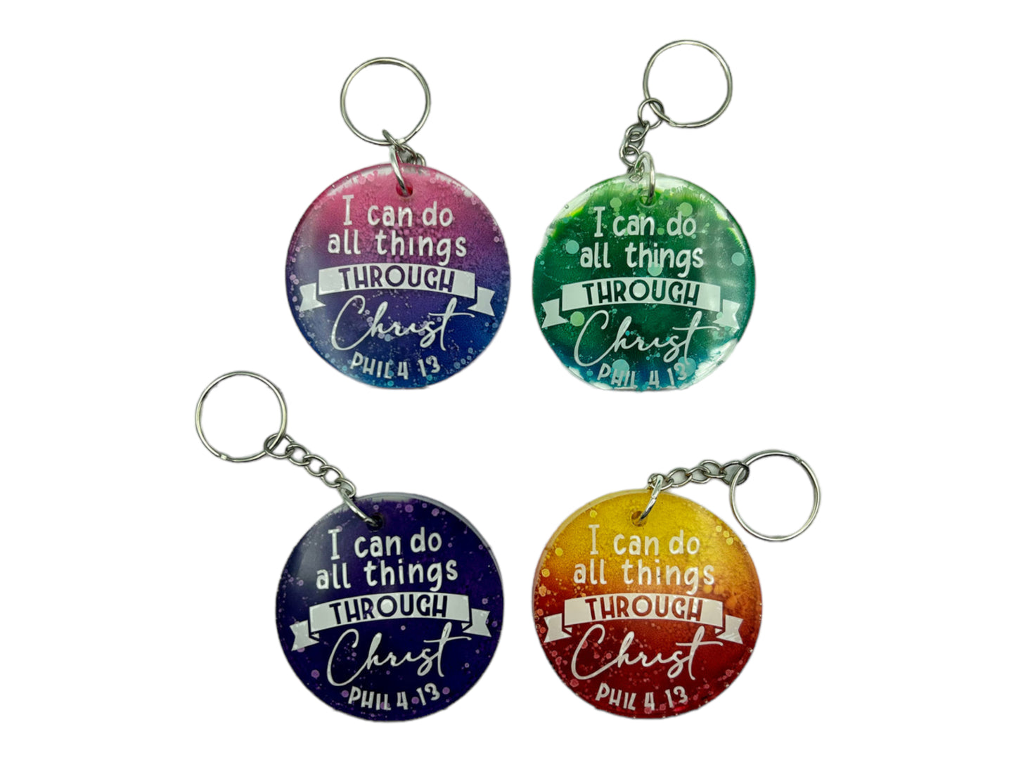 I Can Do All Things Through Christ Christian Quote Resin Keychain