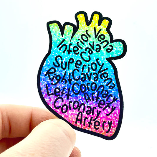 Ways to My Heart Anatomic (bright rainbow) Healthcare Waterproof Sticker