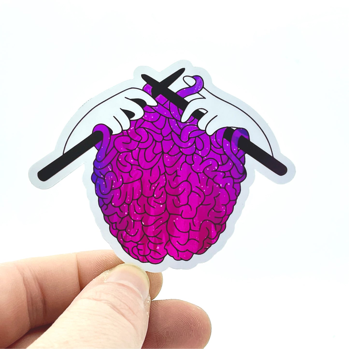 Knitting Brain Mental Health Waterproof Sticker